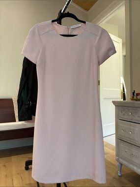 Soft Blush Short-Sleeve Mini Shift Dress